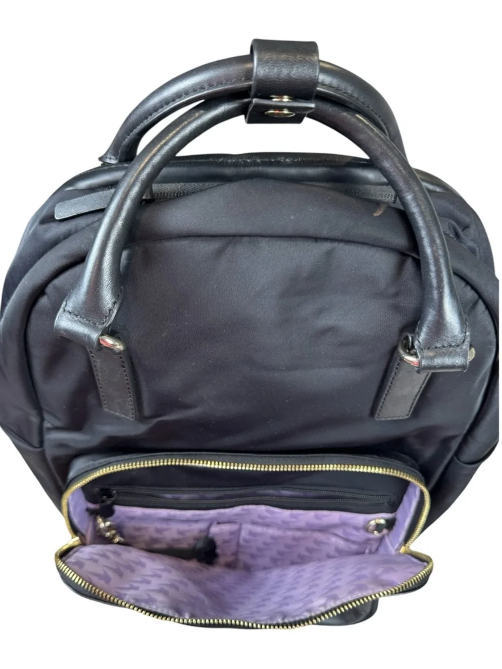 Lo & Sons Original Rowledge Black Nylon & Leather Travel Tote Backpack - Picture 10 of 16